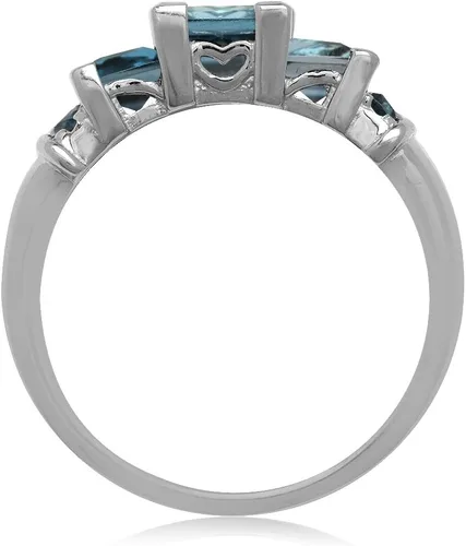 Miniatura 3 de Silvershake Anillo de plata de ley 925 con forma cuadrada de 3 puntas