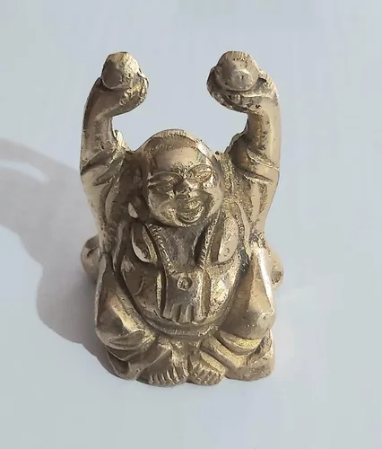 Miniatura 3 de PARIJAT HANDICRAFT Figuras de estatua de Buda sonriente de latón, escultura colectiva, decoración del hogar, figura coleccionable para decoración
