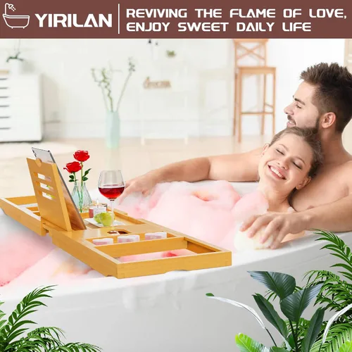 Miniatura 6 de Lux - Bandeja expandible para bañera con 3 bombas de baño, cuidado personal y relajación, regalos de cumpleaños para mujeres y hombres, idea