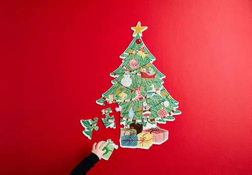 Miniatura 2 de Mud Pie Rompecabezas de árbol de Navidad jumbo para niños, 25 1/2 "x 22