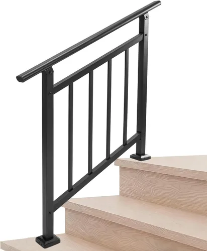 Miniatura 8 de Pasamanos para escalones al aire libre adecuados para 1 a 3 escalones, barandilla de escalera de hierro forjado, paso estable con pasamanos de 3