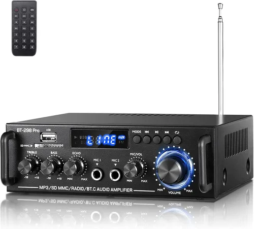 Miniatura 8 de Amplificador de audio estéreo 298Pro, máximo 400 W, amplificador de potencia inalámbrico Bluetooth 5.0 con Bluetooth 5.0, sistema de audio de cine