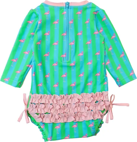 Miniatura 2 de RuffleButts - Traje de baño de manga larga, de una pieza, para bebéniñas, con protección solar UPF 50+