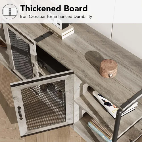 Miniatura 3 de IDEALHOUSE - Soporte para TV de estilo granja para televisores de 65/75 pulgadas, centro de entretenimiento con gabinete de almacenamiento, consola