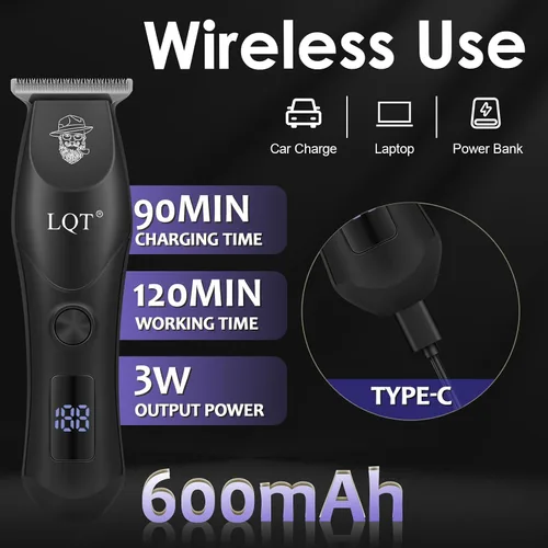 Miniatura 6 de Cortapelos profesional para hombres, modo dual inalámbrico y con cable, pantalla LCD y de 2 velocidades, kit completo de peluquería, tijeras, peines