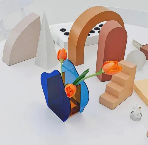 Miniatura 2 de Jarrón de acrílico para brochas de maquillaje, elegante y moderno diseño contemporáneo para decoración de boda en el hogar, oficina, boda