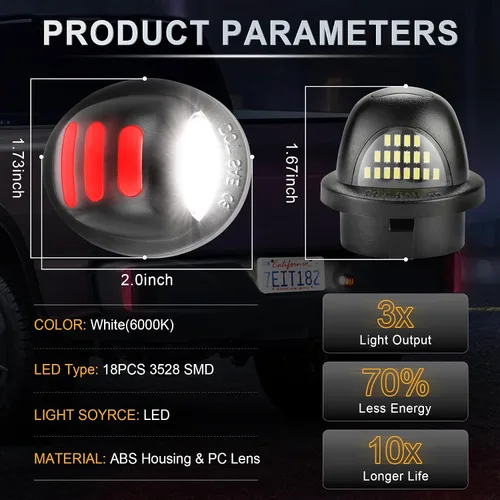 Miniatura 4 de LivTee Luz de Matrícula, 2 Piezas Conjunto de Luz LED para Matrícula, Luces de Etiqueta para Matrícula, Compatible con Ford F150 F250 F350, Blanco