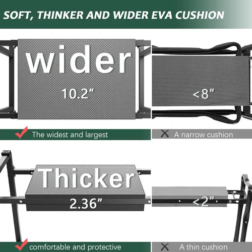Miniatura 6 de Asiento para Rodilleras de Jardín, Diseño Estable y Antideslizante de 10.2" de Ancho Asiento para Rodilleras de Jardín con Asas, Taburete