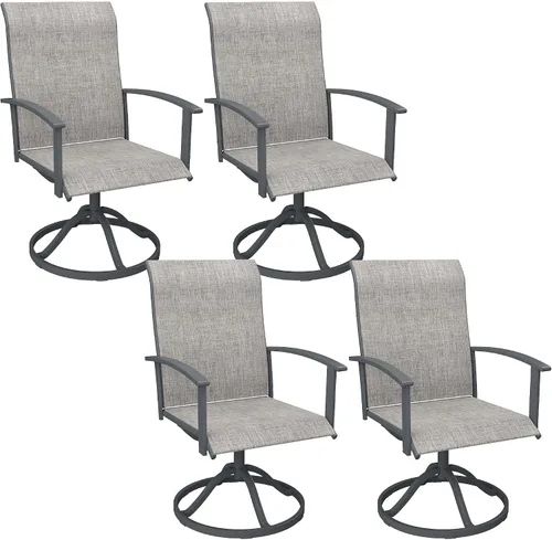 Miniatura 41 de VICLLAX Juego de 2 sillas de comedor giratorias para patio, sillas de exterior de tela de malla de textileno acolchada con reposabrazos para porche