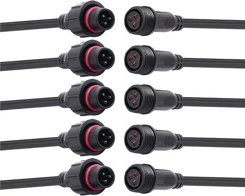 Miniatura 10 de Conector impermeable de 2 cables, conector LED macho hembra de 16 AWG de 2 pines con cable de extensión IP65, 7.9 in para automóvil, tira de luces