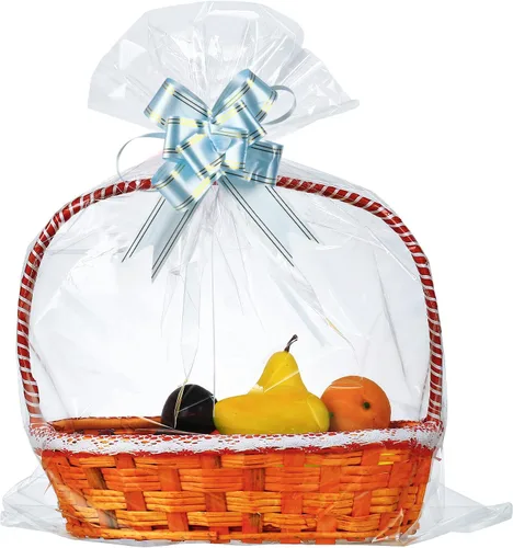 Paquete de 50 bolsas grandes de celofán de 24 x 30 pulgadas, bolsas de celofán transparente de regalo, extra grandes de 2.3 mil de grosor para cesta