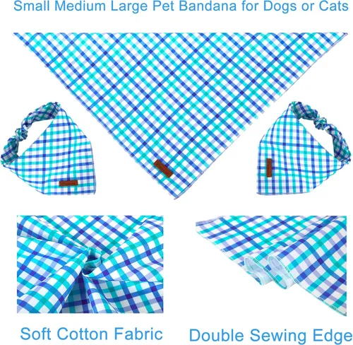 Miniatura 2 de Bandana de verano para perros, bufanda triangular de rejilla de algodón cómoda para perros medianos y grandes, pañuelo lavable para mascotas