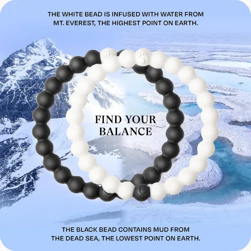 Miniatura 3 de Lokai Silicone Beaded Bracelets for Men & Women - Black & White Matching Bracelets, Couples Friendship Bracelets - Jewelry Fashion Bracelet