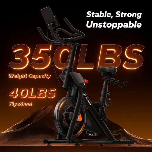 Miniatura 5 de Merach Magnetic Exercise Bike, Heavy Duty Stationary Bike with Automated Resistance, 300 350 Lbs Weight Capacity, Low Noise Indoor Workout Bike for