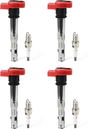 Miniatura 20 de Paquete de 5 bobinas de encendido UF575 y bujías de iridio compatibles con Audi A3 2004-2013, A4 2005-2016 y Volkswagen Jetta 2005-2015, Tiguan