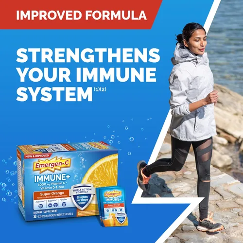 Miniatura 2 de Emergen-C Immune+ Polvo de apoyo inmunológico de triple acción, BetaVia (R), 1000 mg de vitamina C, vitaminas B, vitamina D y antioxidantes, súper