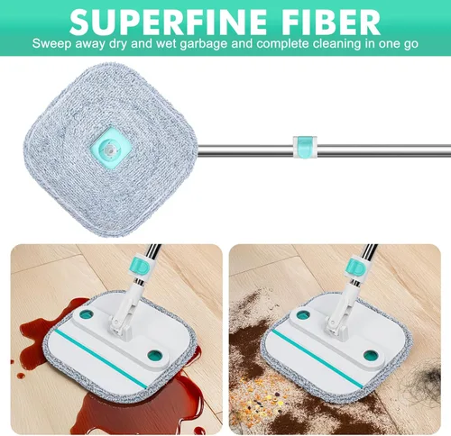 Miniatura 8 de Trapeador giratorio mejorado y cubo de trapeador autosuficiente, sistema de agua sucia y limpia, rotación de 360° y plegable de 90°, trapeadores