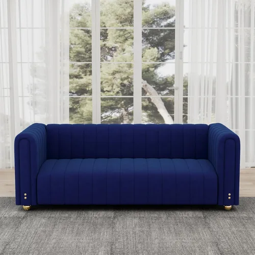 Miniatura 10 de Sofá de terciopelo de 81 pulgadas, sofá moderno de mediados de siglo para 3 personas, sofás de terciopelo copetudos para sala de estar, apartamento