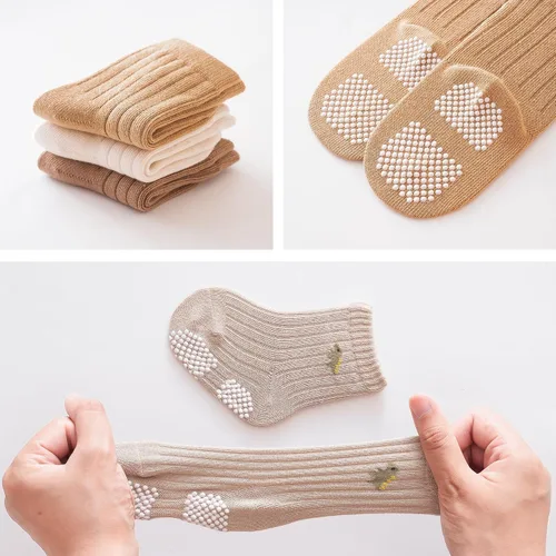 Miniatura 7 de VWU Calcetines de algodón para bebés y niños pequeños con empuñaduras de 0-5T, 6
