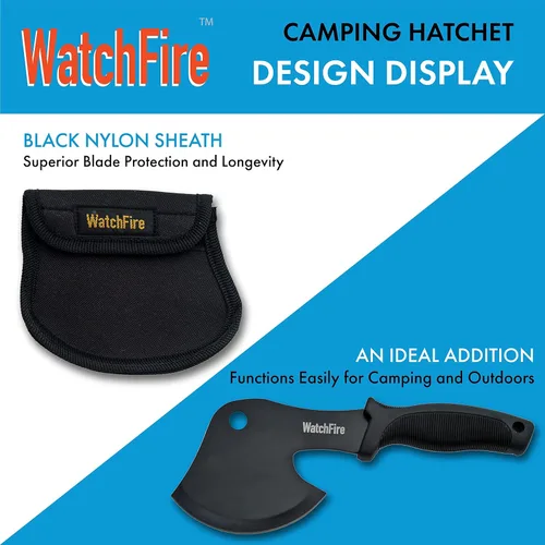 Miniatura 5 de WatchFire Campers Hacha de 10 pulgadas – Hacha de camping negra con hoja negra, mango antideslizante y funda de nailon – Hacha de hacha