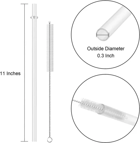 Miniatura 2 de 15 popotes de repuesto de plástico transparente reutilizable de 11 pulgadas, apto para frascos Mason de 24 onzas, 32 onzas y 40 onzas, popotes