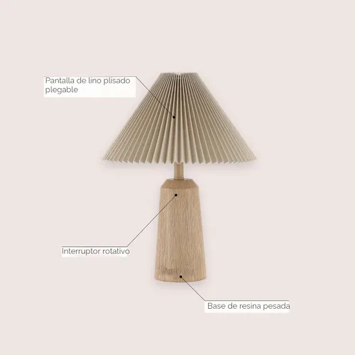 Miniatura 2 de JONATHAN Y JYL1146A Arvid 20.5" lámpara de mesa LED estilo faro escandinavo rústico de resina/hierro con pantalla plisada, acabado en madera beige