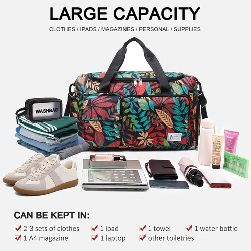 Miniatura 297 de Pequeña bolsa de gimnasio para mujer, bolsa de viaje con compartimento para zapatos
