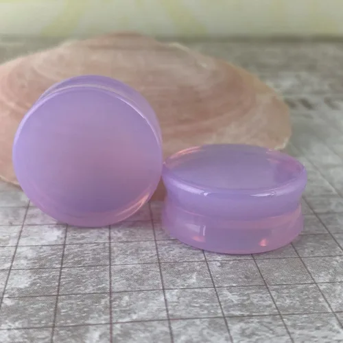 Miniatura 4 de Par de tapones de doble llamarada de piedra opalita lavanda (STN-725)