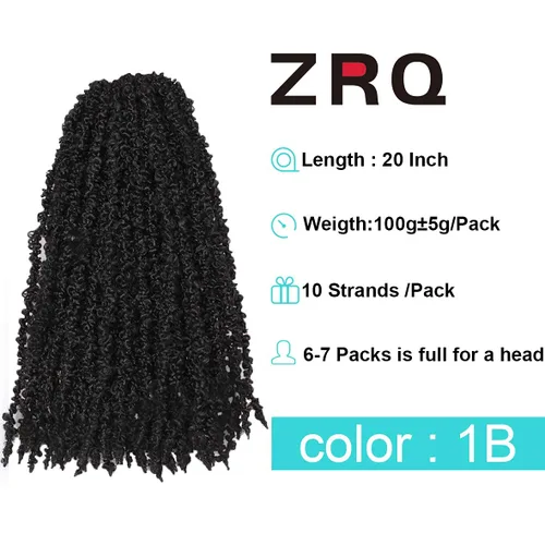 Miniatura 3 de ZRQ 6 paquetes de cabello de ganchillo Butterfly Locs de 20 pulgadas, extensiones de cabello sintético desgastado negro, trenzas de ganchillo