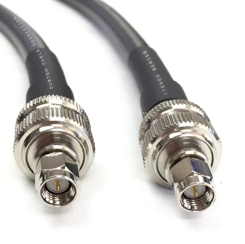 Miniatura 3 de Custom Cable Connection Cable de antena coaxial de baja pérdida de 150 pies SMA macho a SMA macho LMR400 veces microondas 50 ohmios