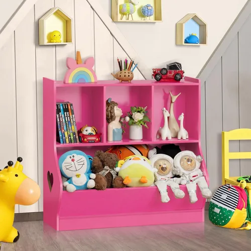 Miniatura 4 de Lerliuo Organizador de almacenamiento de juguetes para niños, estantería y estantería pequeña para niños, armario de almacenamiento de juguetes de 4