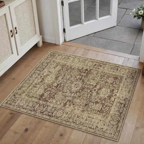 Miniatura 135 de PureCozy Alfombra de área beige de 2 x 3 pulgadas, lavable, vintage, pequeña, para entrada, cocina, suave, retro, floral, de pelo bajo, tapete