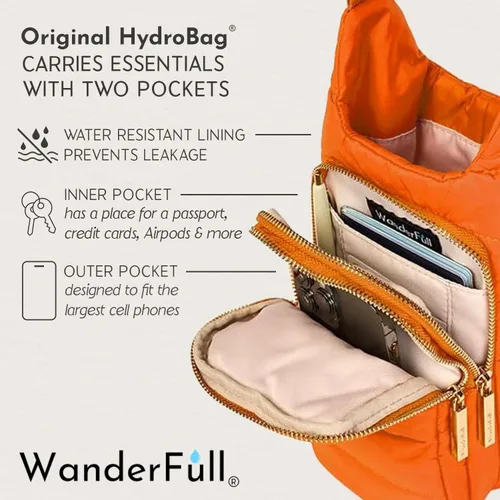 Miniatura 6 de WanderFull Original HydroBag Fits Up to 32 oz Water Bottle Holder with Strap – Hands-Free Crossbody Water Bottle Carrier Bag with Phone Pocket