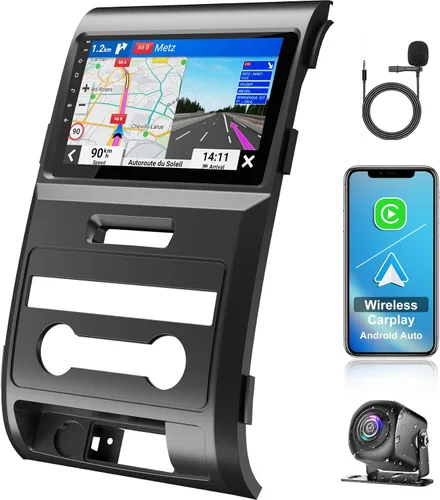 Para Ford F150 2009-2014 4G+64G Radio de coche de 8 núcleos, pantalla táctil IPS de 9 pulgadas estéreo para coche con Carplay inalámbrico/Android