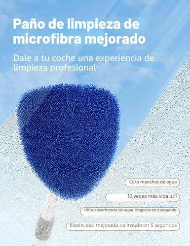 Miniatura 4 de AstroAI - Limpiador de parabrisas, limpiador de microfibra para ventanas de automóviles con 4 almohadillas de microfibra reutilizables, lavables