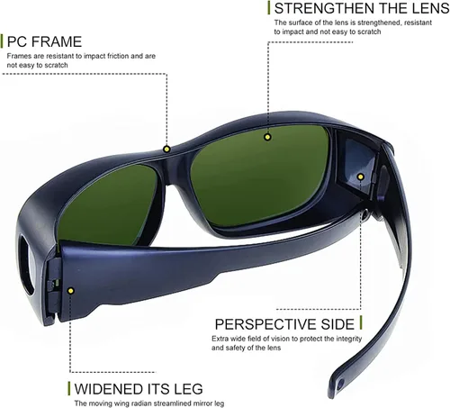 Miniatura 4 de Gafas de soldadura, lente de soldadura de seguridad envolvente, gafas de soldadura, arañazos, antideslizantes, protección UV No. 5 Verde oscuro
