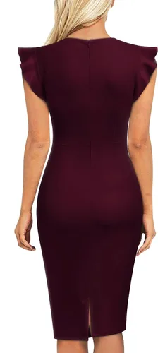 Miniatura 2 de Miusol vestido de cóctel con volantes, estilo clásico, para mujer