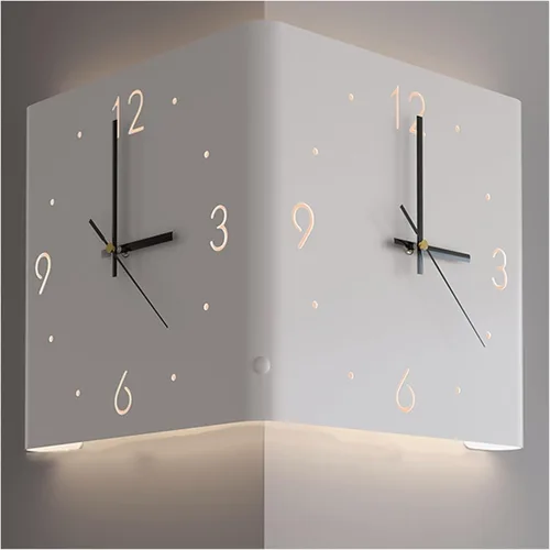 Miniatura 7 de KYOFIS Reloj de pared Corne de doble cara, reloj de pared digital de esquina con escala numeral, funciona con pilas, reloj de pared silencioso