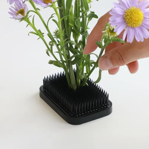 Miniatura 7 de Wazakura Soporte de flores japonés negro Ikebana Kenzan rectangular cuadrado, hecho en Japón, herramienta de rana de alfiler floral