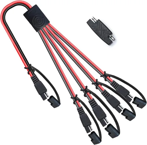 OYMSAE SAE 1 a 4 Cable de Extensión de Desconexión Rápida, 1 Adaptador de Polaridad SAE Inversa, para Automotriz, Enchufe SAE de Panel Solar
