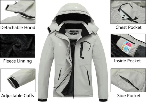 Miniatura 4 de MOERDENG Women's Waterproof Ski Jacket Warm Winter Snow Coat Mountain Windbreaker Hooded Raincoat Jacket