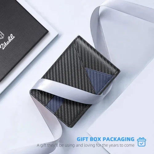 Miniatura 96 de Zitahli - Billeteras delgadas RFID para hombres, billetera de cuero flexible con clip de dinero, cartera minimalista con bolsillo frontal