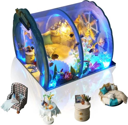 Miniatura 9 de GuDoQi Kit de casa de muñecas en miniatura, kit de casa pequeña con música, kit de casa en miniatura a escala 1:24, gran regalo de manualidades