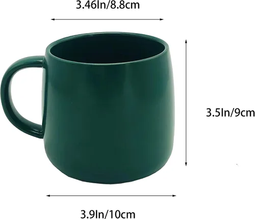 Miniatura 2 de PACEKONER Paquete de 2 tazas de cerámica, tazas de porcelana con asa, tazas de cerámica lisas para café, té, leche, cacao (verde)