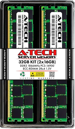 A-Tech Kit de 32 GB (2 x 16 GB) RAM para Supermicro SUPER B9DRG, B9DRT, X9DR7-TF+, X9DRE-TF+, X9DRT-F, X9DRT-HF, X9QRi-F+, X9SRW-F | DDR3 1866MHz