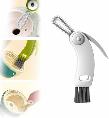 Miniatura 16 de Limpiador de Tapas de Tazas Multifuncional 3 en 1 - Juego de Cepillos de Limpieza para Hendiduras para Espacios Estrechos, Biberones y Más - A3