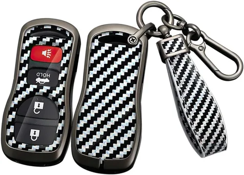 Miniatura 11 de ontto Funda para llave de automóvil Nissan 2002 en adelante, diseño de carbono, antiarañazos, para Infiniti FX35, FX45, QX4, color negro