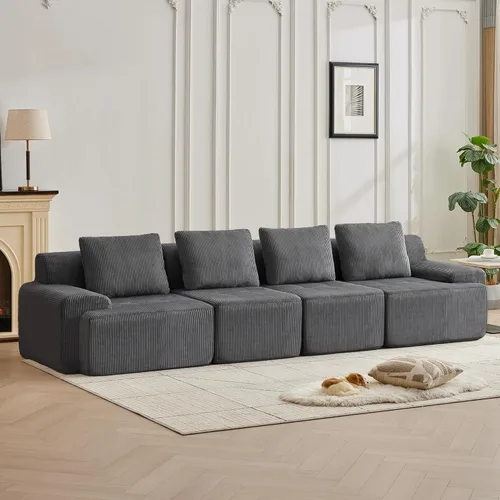 Miniatura 13 de Modular Sectional Sofa with Movable Ottoman, 1 Seat Deep Seat Couch with 1 Pillow, Comfy Cloud Sectional Sofa for Living Room, Bedroom and Apartment