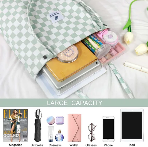 Miniatura 180 de Ayieyill - Bolsa de pana para mujer y niña, con correa de lona para colgar al hombro, bolsa con bolsillo