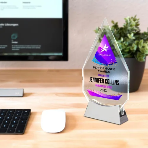 Miniatura 7 de Placa de vidrio personalizada de 9 1/4 pulgadas para premios y trofeos, premio personalizado para empleado del mes, regalo de jubilación, liderazgo
